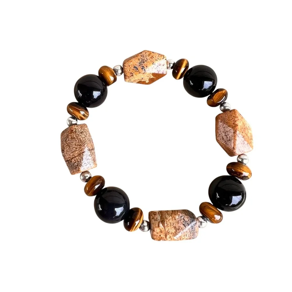 Handmade Natural‎ Multi Stone Beaded Necklace Bracelet Set Boho Jewelry Women